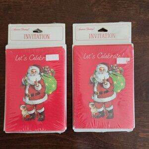2 Vintage American Greetings Christmas Invitation Cards & Envelopes Pack of 8